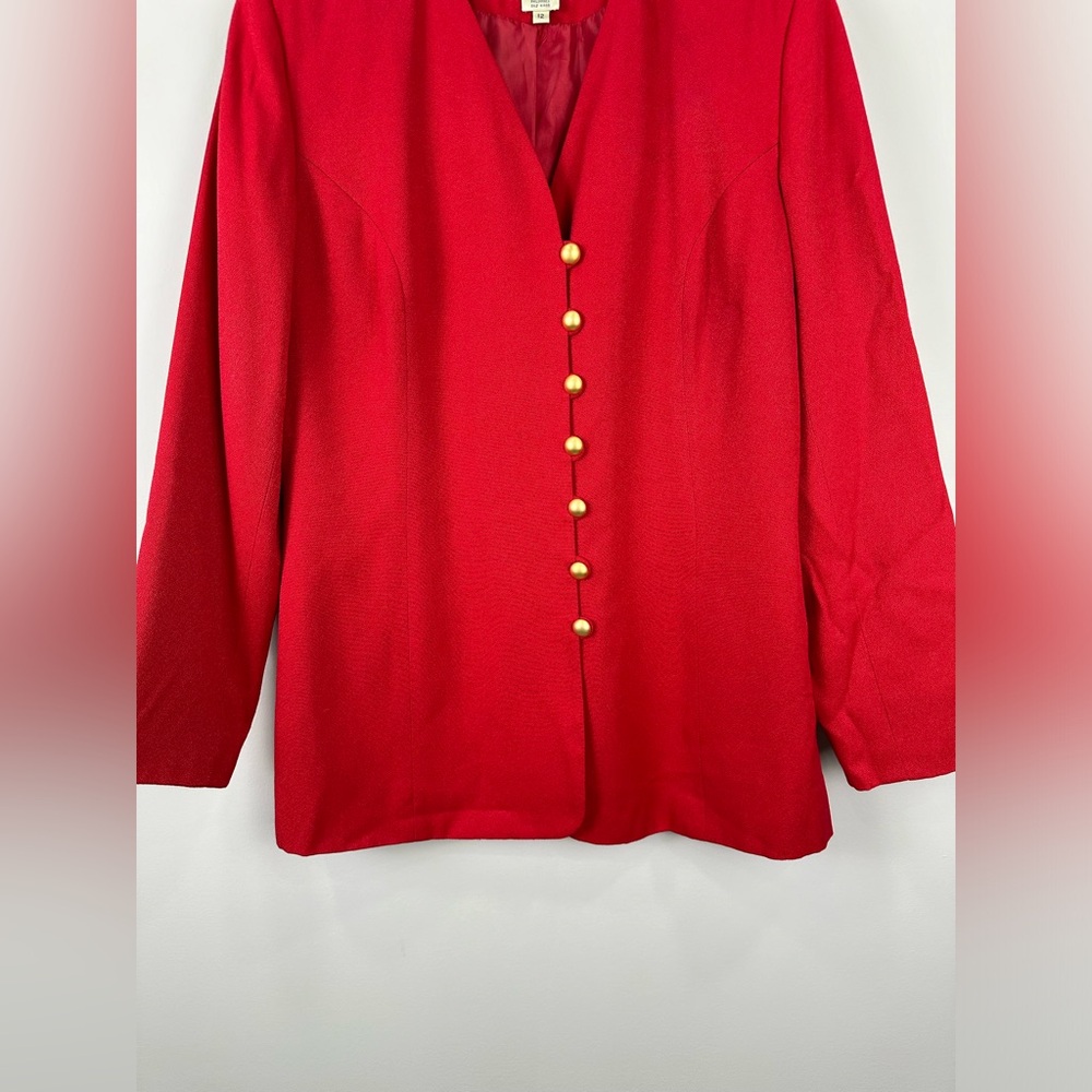 Paradox Red Button Down Suit Jacket Lined Blazer … - image 3